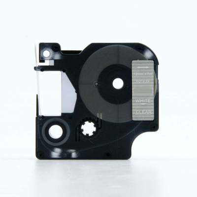 Nastro compatibile con Dymo 45020, S0720600, 12mm x 7m testo bianco / sfondo trasparente