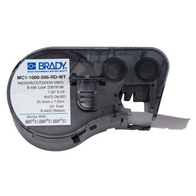 Brady MC1-1000-595-RD-WT / 131596, nastro autoadesivo 25.40 mm x 7.62 m