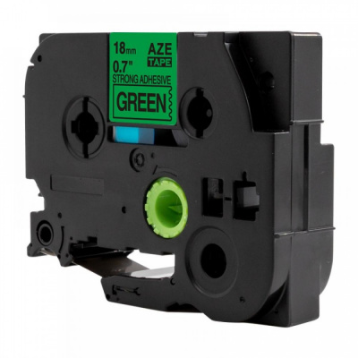 Nastro compatibile con Brother TZ-S741 / TZe-S741, 18mm x 8m, extr.adh. testo nera / nastro verde