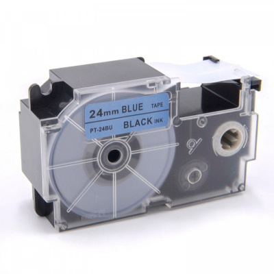 Nastro compatibile con Casio XR-24BU1, 24mm x 8m, testo nera / sfondo blu