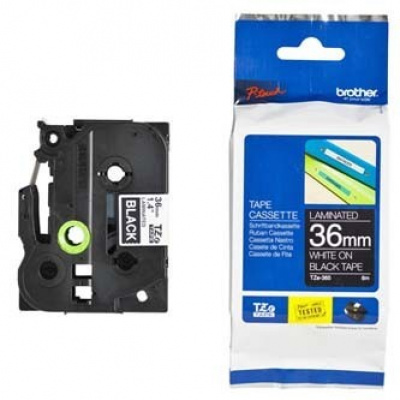 Brother TZ-365 / TZe-365, 36mm x 8m, testo bianco / sfondo nera, nastro originale