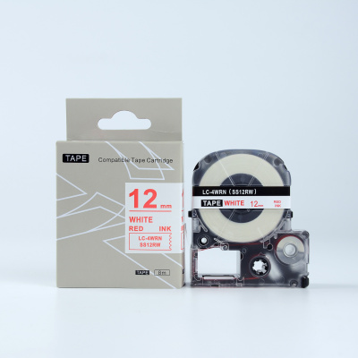 Epson LK-4WRN, SS12RW, C53S654011, 12mm x 9m, testo rossa / sfondo bianco, nastro compatibile