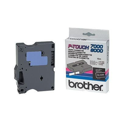 Brother TX-335, 12mm x 15m, testo bianco / sfondo nera, nastro originale