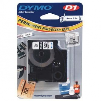 Dymo D1 16960, S0718070, 19mm x 5,5m testo nera / sfondo bianco, nastro originale