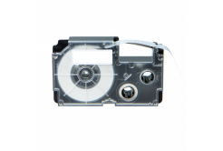 Casio R15WE (XR-24HSWE), 24mm x 2m, testo nera / sfondo bianco, restringibile, nastro compatibile