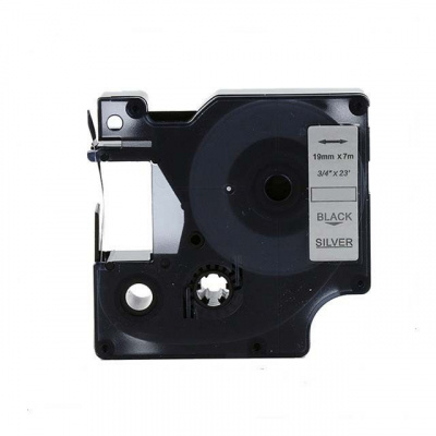Nastro compatibile con Dymo 45812, 19mm x 7m, testo nera / sfondo argento