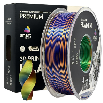 Smart Print FG-S106-E1, 3D filamento, PLA Silk, 1,75mm, 1000g, Tri Color, Multicolore (Orange, Blue, Green)
