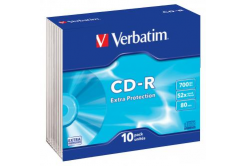 Verbatim CD-R, 43415, Extra Protection, 10-pack, 700MB, 52x, 80min., 12cm, bez možnosti postampau, slim box, PROMO, pro archivaci da