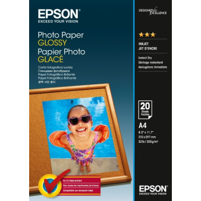 Epson Photo Paper C13S042538, 200 g/m2, A4, 20pz, lucido, bianco, carta fotografica