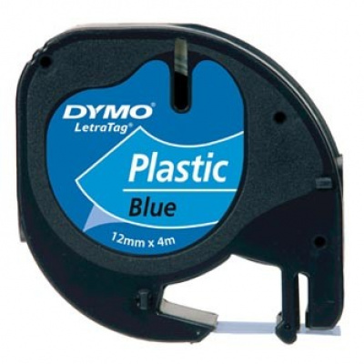 Dymo LetraTag 59426,S0721600 / S0721650 12mm x 4m testo nera/sfondo blu nastro originale