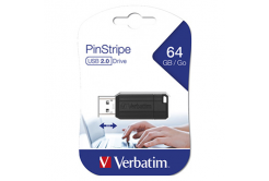 Verbatim USB flash disk, USB 2.0, 64GB, PinStripe, Store N Go, nero, 49065, USB A, s výsuvným konektorem