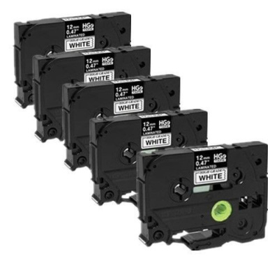 Brother HGe-231, 12mm x 8m, 5pz testo nera / sfondo bianco, nastro originale