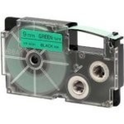 Casio XR-12GN1, 12mm x 8m, testo nera/sfondo verde, nastro originale