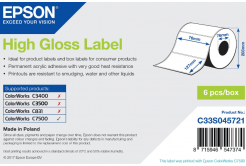 Epson C33S045721 High Gloss, per ColorWorks, 76x127mm, 960pz, bianco etichette autoadesive