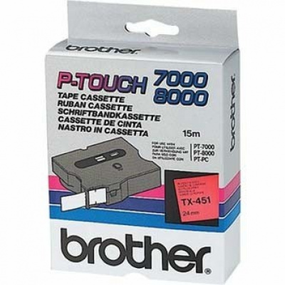 Brother TX-451, 24mm x 15m, testo nera / sfondo rosso, nastro originale