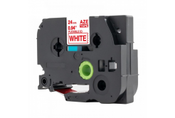 Nastro compatibile con Brother TZ-FX252 /TZe-FX252, 24mm x 8m, flexi, testo rossa / nastro bianco