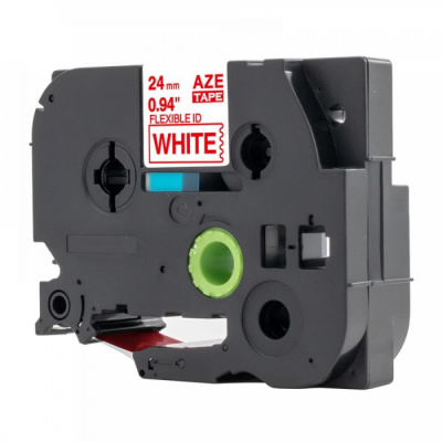 Nastro compatibile con Brother TZ-FX252 /TZe-FX252, 24mm x 8m, flexi, testo rossa / nastro bianco