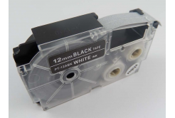 Nastro compatibile con Casio XR-12ABK, 12mm x 8m testo bianco / sfondo nera