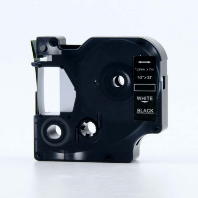 Nastro compatibile con Dymo 53721, 24mm x 7m, testo bianco / sfondo nera