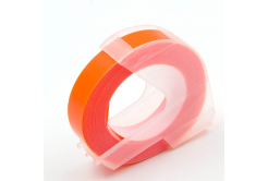 Dymo Omega, 9mm x 3m, testo bianco / fluorescente sfondo arancione, nastro compatibile