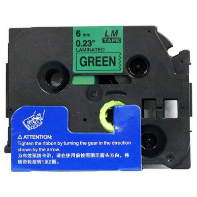 Nastro compatibile con Brother TZ-711 / TZe-711, 6mm x 8m, testo nera / sfondo verde