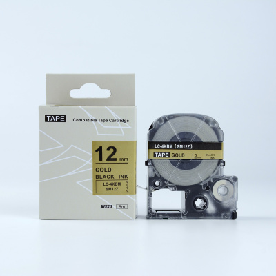 Epson LK-4KBM, SM12ZW, C53S654020, 12mm x 9m, testo nera / sfondo d'oro, nastro compatibile