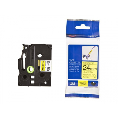 Nastro compatibile con Brother TZ-FX651/TZe-FX651 24mm x 8m, flexi, testo nera/sfondo giallo