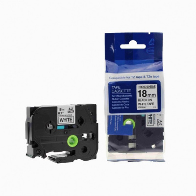 Nastro compatibile con Brother TZ-S241/TZe-S241 18mm x 8m extr.adh. testo nera/sfondo bianco