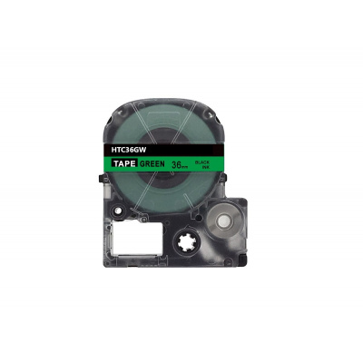 Epson HTC36GW, 36mm x 8m, testo nera / sfondo verde, nastro compatibile