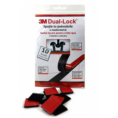 3M Dual-Lock™, nero, confezione = 10 quadratini 25 x 25 mm
