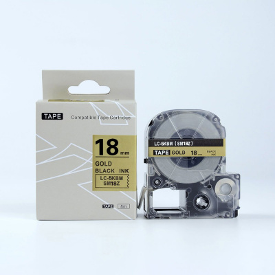 Epson LK-5KBM, SM18ZW, C53S672093, 18mm x 9m, testo nera / sfondo d'oro, nastro compatibile