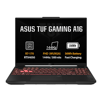 ASUS TUF Gaming A16/FA607NUQ-RL003Z/R7-170/16"/WUXGA/16GB/1TB/RTX 4050/senza OS/Grigio/2R