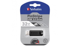 Verbatim USB flash disk, USB 3.0, 32GB, PinStripe, Store N Go, nero, 49317, USB A, s výsuvným konektorem