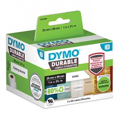 Dymo etichette in polipropilene 89mm x 25mm, bianco, multifunzionale, 2x350 pz 2112285