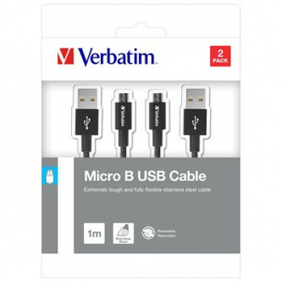 Verbatim 48874 USB cavo (2.0), USB A + microUSB, 1m, nero, box, 2 pz