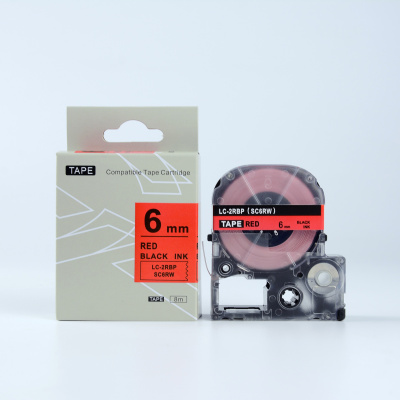 Epson LTS6RW, 6mm x 5m, testo rossa / sfondo bianco, nastro compatibile