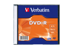Verbatim DVD-R, Matt Silver, 43547, 4.7GB, 16x, slim box, 1 pz bez možnosti postampau, 12cm, pro archivaci dat