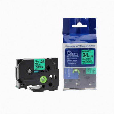 Nastro compatibile con Brother TZ-751 / TZe-751, 24mm x 8m, testo nera / sfondo verde