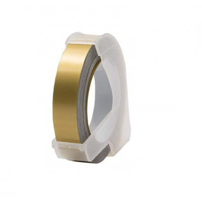 Dymo Omega, 9mm x 3m, testo bianco / sfondo d'oro, nastro compatibile