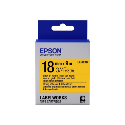 Epson LabelWorks LK-5YBW C53S655010 18mm x 9m, testo nera / nastro giallo, fortemente adesivo, nastro originale