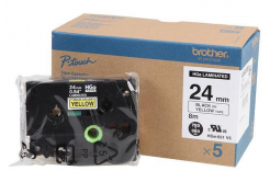 Brother HGe-651, 24mm x 8m, 5pz testo nera / sfondo giallo, nastro originale