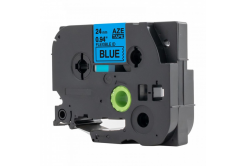 Nastro compatibile con Brother TZ-FX551 / TZe-FX551, 24mm x 8m, flexi, testo nera / nastro blu