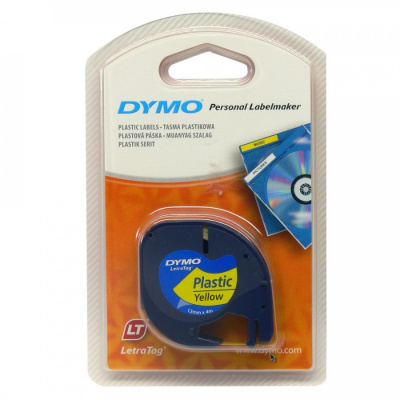 Dymo LetraTag 59423, S0721570, 12mm x 4m, testo nera/sfondo giallo, nastro originale