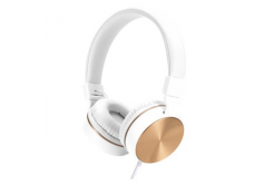 HP DHH-1206 White cuffie con microfono, controllo del volume, bianco-oro, classico tipo jack da 3,5 mm