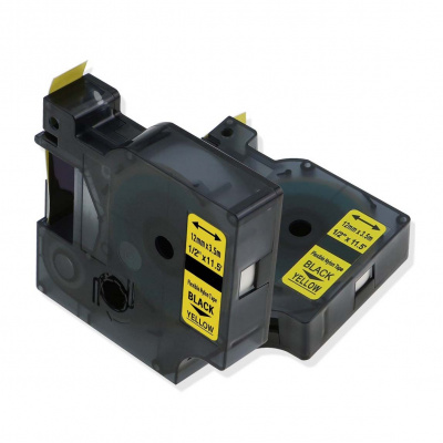 Nastro compatibile con Dymo 18490 / S0718080, 12mm x 3, 5m testo nera / sfondo giallo, nylon flexi
