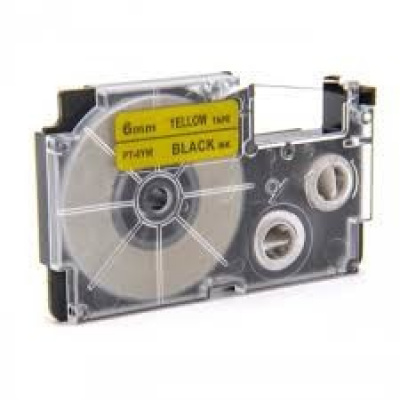 Nastro compatibile con Casio XR-6YW1, 6mm x 8m testo nera / sfondo giallo