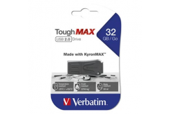 Verbatim USB flash disk, USB 2.0, 32GB, ToughMAX, nero, 49331, USB A, kompozitní materiál KyronMAX(tm)