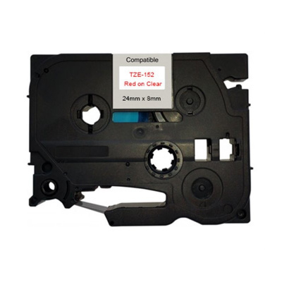 Nastro compatibile con Brother TZ-152 / TZe-152, 24mm x 8m, testo rossa / nastro trasparente