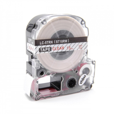 Epson LC-5TRN, ST18RW, 18mm x 8m, testo rossa / sfondo trasparente, nastro compatibile