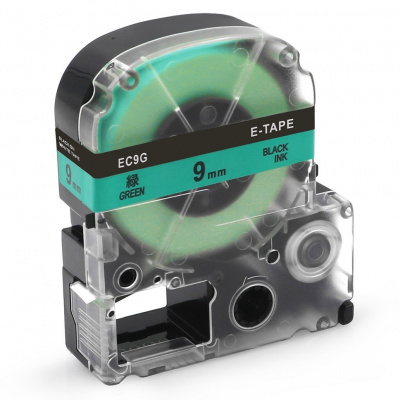 Epson LK-3GBP, SC9GW, 9mm x 9m, testo nera / sfondo verde, nastro compatibile